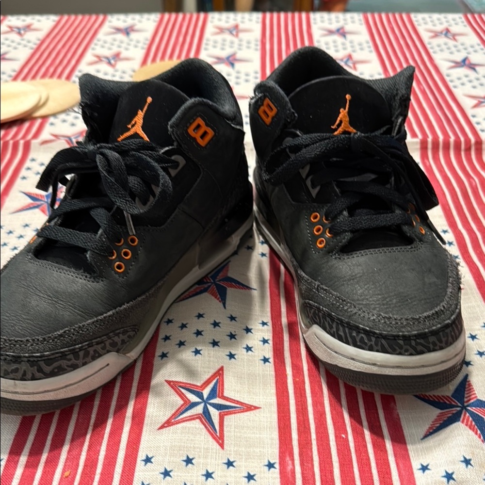 Jordan Black and Orange Sneakers with Elephant Print